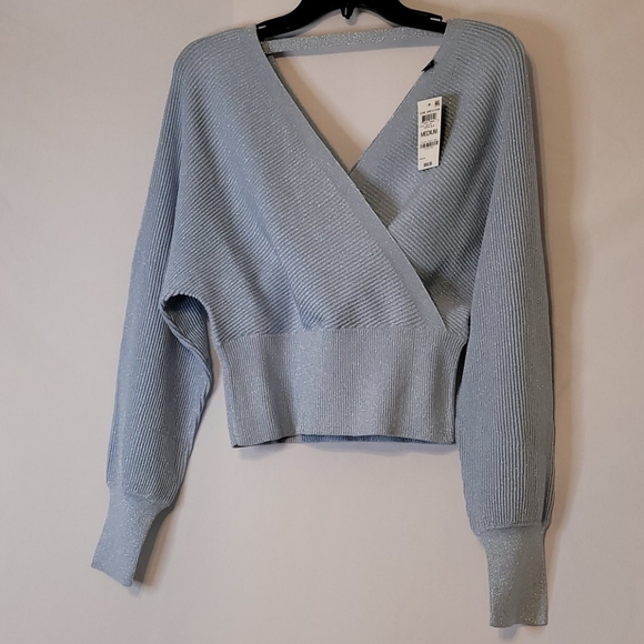 Inc Metallic Surplice Relax Fit  Long  Sleeve Sweater - Picture 1 of 10